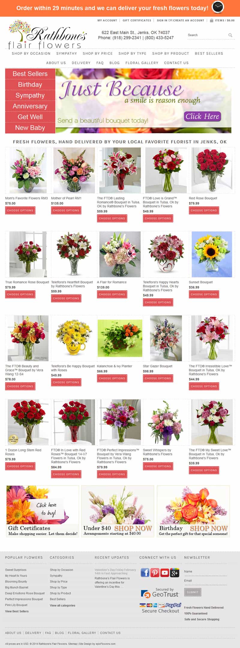 Rathbone's Flair Flowers site design by epicFlowers