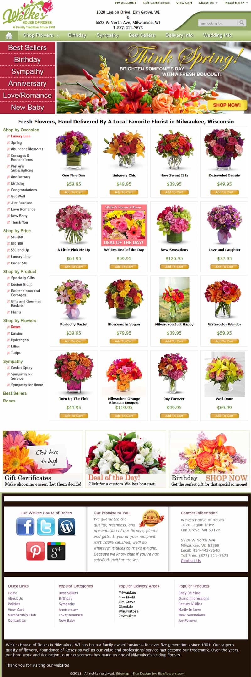 Welkes House of Roses site design by Epic Flowers