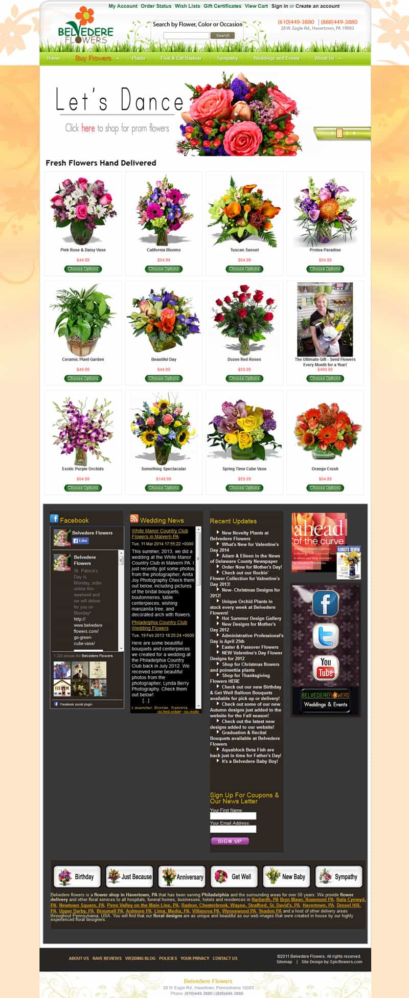 Belvedere Flowers site designed by epicFlowers