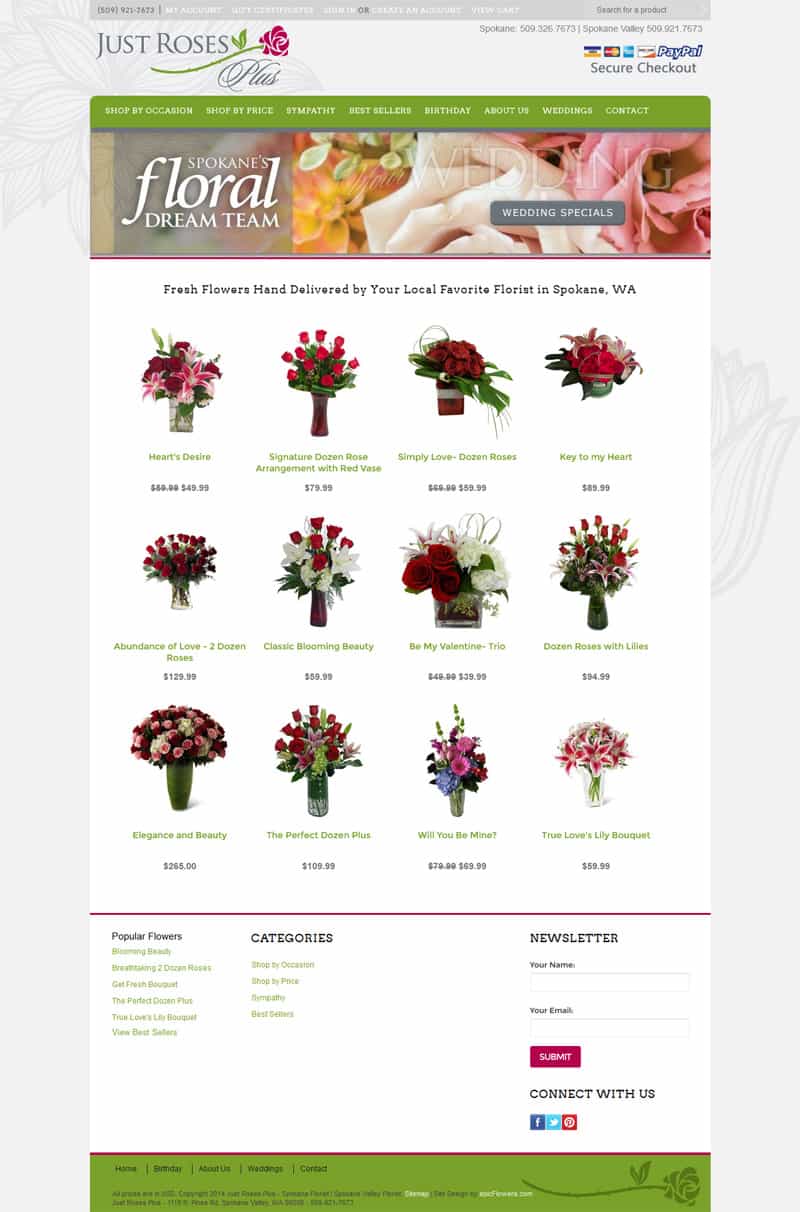 Just Roses Plus site design by epicFlowers
