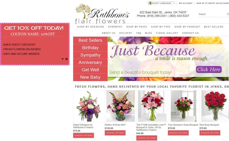 Rathbone's Flowers PopOut Coupon